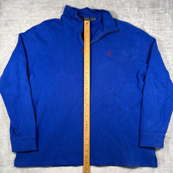 Polo Ralph Lauren Sweatshirt Mens XL Blue Ribbed Quarter Zip Preppy Pony Tech - Picture 7 of 10